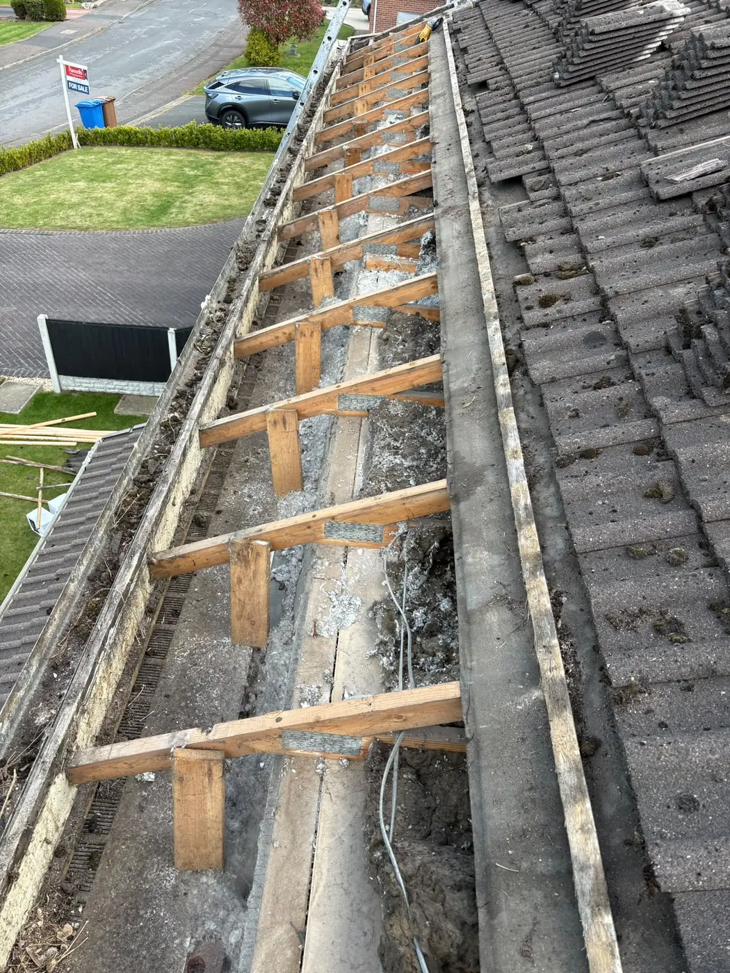 Valley gutter replacement — before