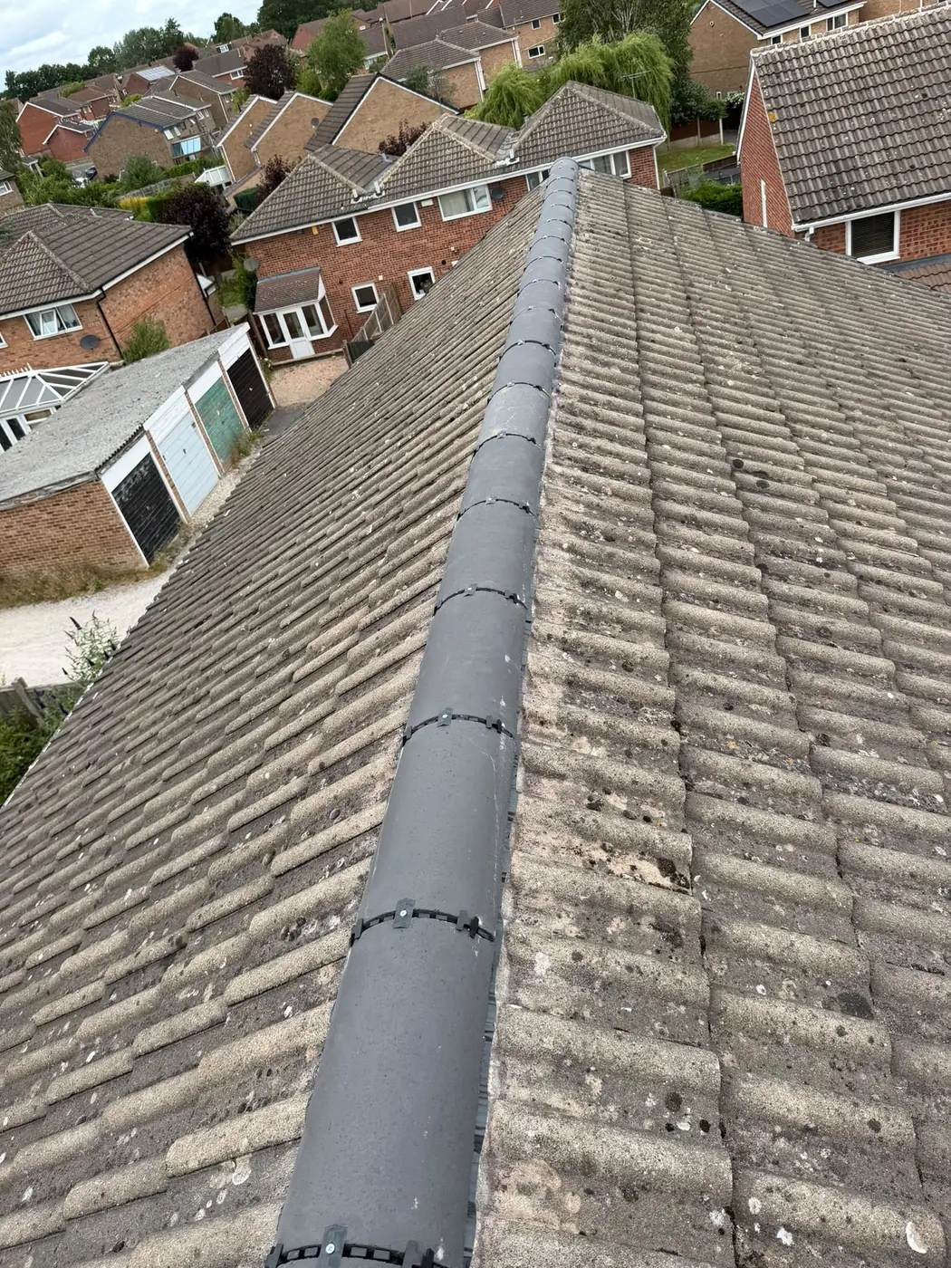 Pitched tile roof, close up